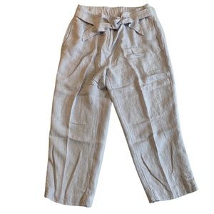 Chico’s 100% linen light gray trousers with belt size 12
